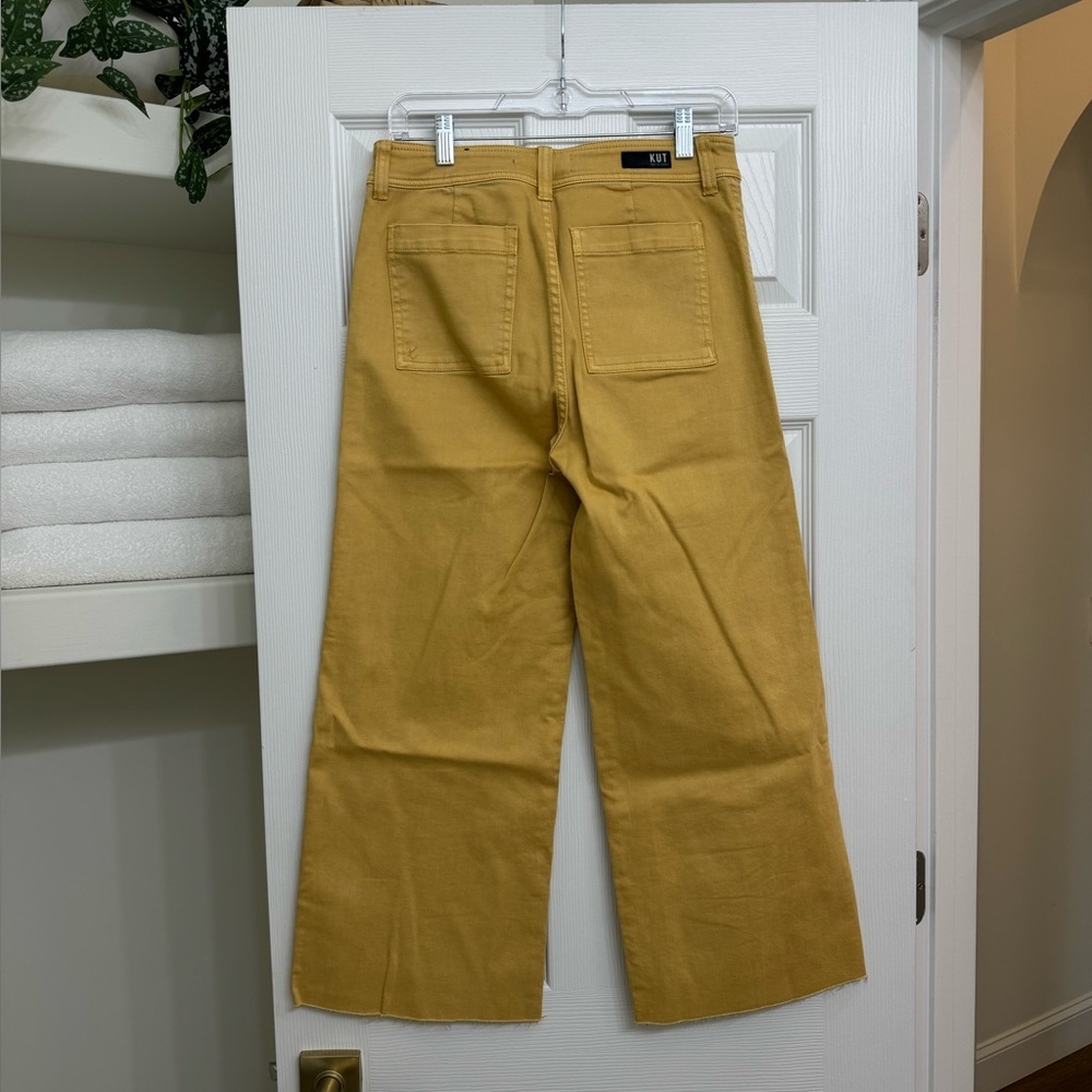 Kut Gwen High Rise Wide Leg Yellow Jeans Size 4 - Picture 6 of 8